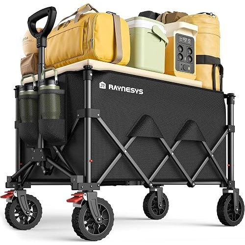 Collapsible Wagon Cart with Wheels, 330LBS for Grocery Shopping Camping