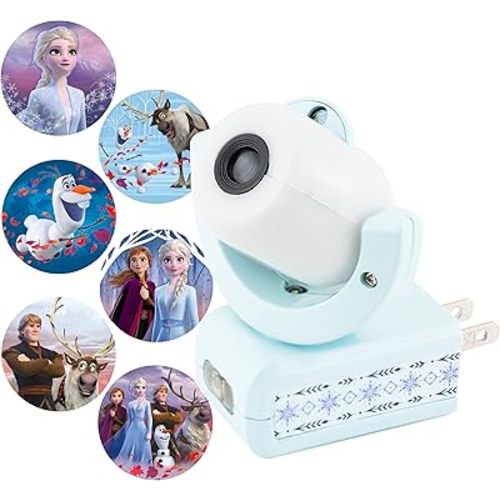 Projectables Disney Frozen 2 LED Projector Night Light, Plug-In, Dusk-to-Dawn, Elsa, Anna, and Olaf, Ideal for Hallway, Bedroom, Nursery, or Playroom – 45028