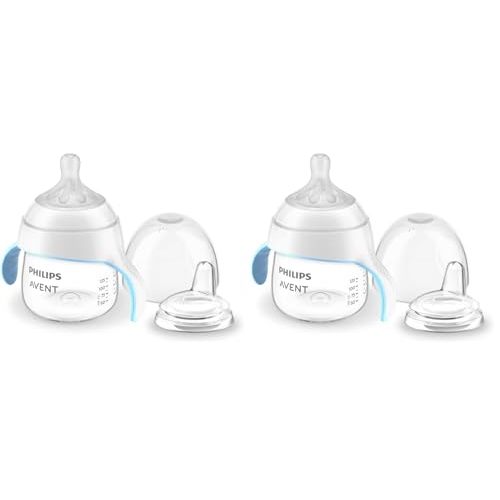 Philips Avent Natural Trainer Cup with Extra Fast Flow Natural Response Nipple (Flow 5) and Soft Spout, 5oz, SCF263/01 (Pack of 2)