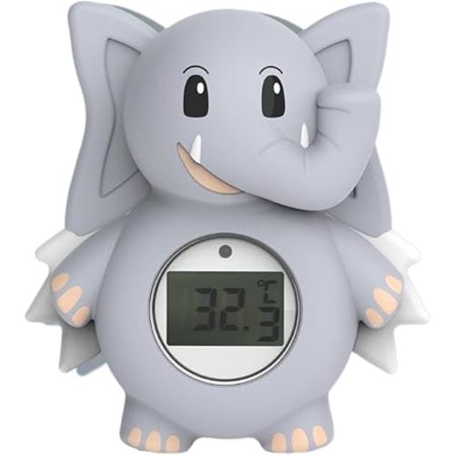 Baby Bath Thermometer Elephant Shape Safety Water Thermometer Digital with LED Display Waterproof Infant Bath for Safe and Cozy Temperatures.
