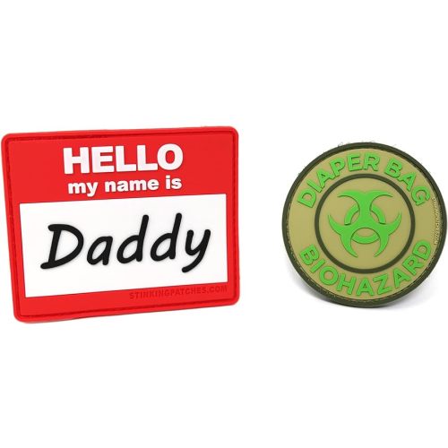 Tactical Diaper Bag PVC Patch 2 Patch Bundle - Hook and Loop Patches for Tactial Diaper Bags