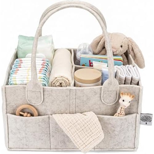 Parker Baby Felt Diaper Caddy & Diaper Organizer Basket - Regular, White