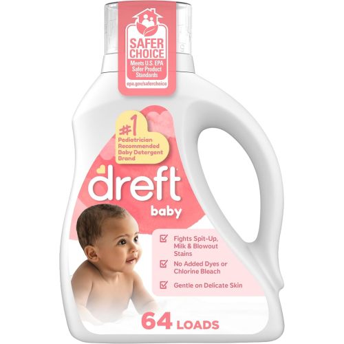 Dreft Baby Liquid Laundry Detergent, Gentle on Sensitive Skin Laundry Soap, 84 fl oz, 64 Loads (Packaging May Vary)