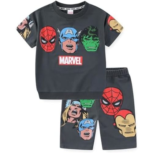 Marvel Avengers Boys 2 Piece Shirt and Shorts Outfit Set for Toddler and Big Kids
