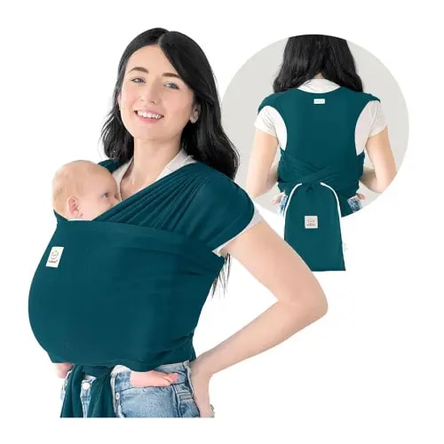 KeaBabies Baby Wrap Carrier Ring Sling - Easy to Wear, Adjustable D-Lite Baby Carrier Newborn to Toddler, Infant Carrying Shirt, Hands Free Bonding, Breathable Fabric Wearing Wrap (Peacock Green)
