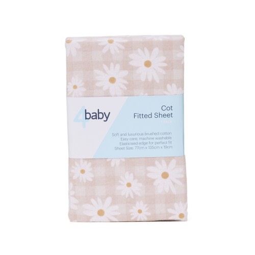 4Baby Flannel Cot Fitted Sheet Checkered Daisy