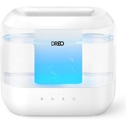 Dreo Humidificadores para dormitorio, llenado superior de 4L para habitación grande, 36H de funcionamiento, 28 dB silencioso humidificador de aire de niebla fría de gran tamaño para guardería de bebé