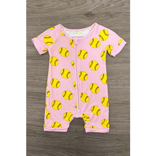 Pink Bamboo Softball Onesie