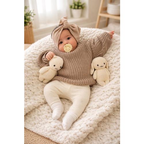 Soft Knit Baby Sweater Cotton Toddler Pullover Cozy Ribbed Jumper
