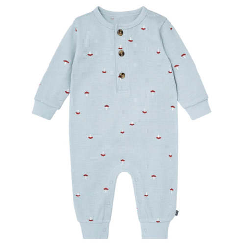 Baby Boys Blue Mushroom Waffle Slouch Romper
