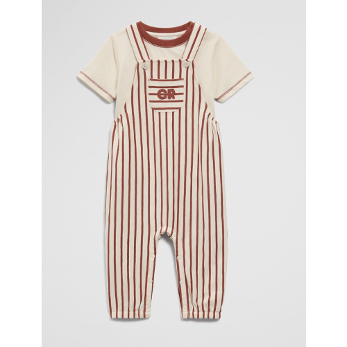 Organically Grown Cotton Jersey Short Sleeve Overall Set | 0-3 months