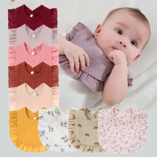 9 Pack Baby Bibs Soft Adjustable Baby Bibs Solid Color with Lace - TikTok Shop