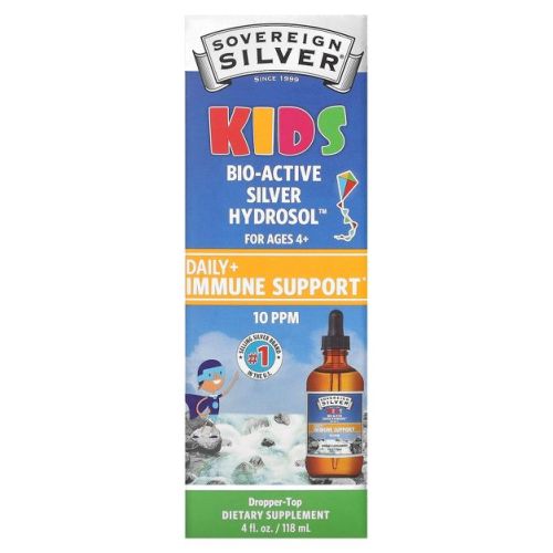 Sovereign Silver Kids Bio-active Silver Hydrosol, Daily+ Immune Support, Ages 4+, 16 Mcg, 4 Fl Oz (118 Ml) (10 Ppm Per 1.6 Ml)