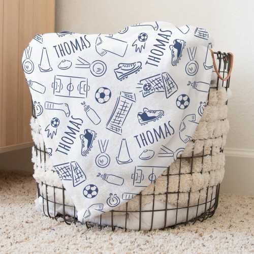 Custom Football Nursery Baby Name Blanket, Personalized Sport Swaddle Baby Shower Gift, Football New Mom Hospital Blanket, Newborn Gift