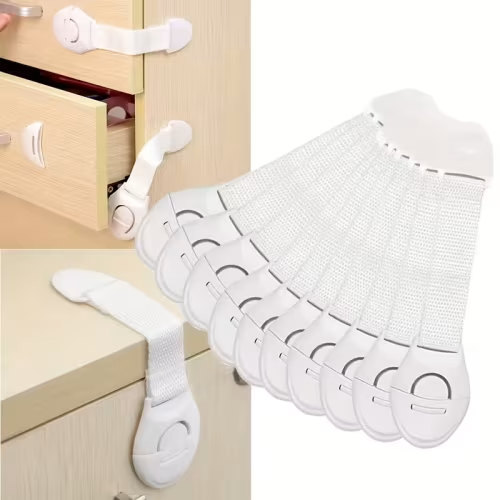 6pcs white child safety locks no drill drawer - Temu
