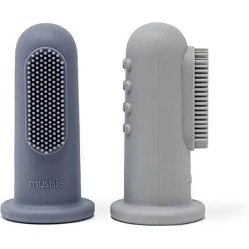 mushie Baby Finger Toothbrush (Tradewinds/Stone) 2-Pack
