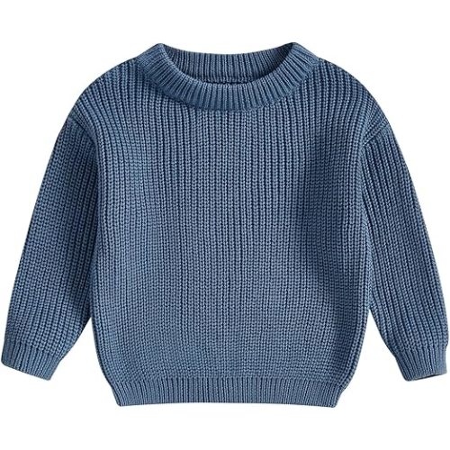 fhutpw Baby Boy Girl Pullover Sweater 3 6 12 18 Months Knit Clothes Unisex Toddler 2T 3T 4T Fall Winter Warm Long Sleeve Tops