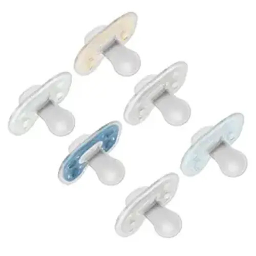 Dr. Brown's Advantage One-Piece Silicone Baby Pacifier, Fully Symmetrical Soother, Blue,/Blue/Gray/Green/Gray/Tan, 0-6m, BPA Free, 6 Pack