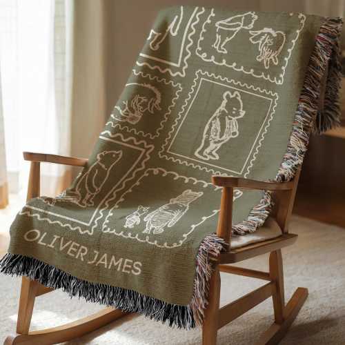 Personalized Winnie-the-Pooh Baby Blanket, Custom Name Throw, 1926 E.H. Shepard Illustration, Pooh & Piglet, Classic Storybook Gift, Toddler