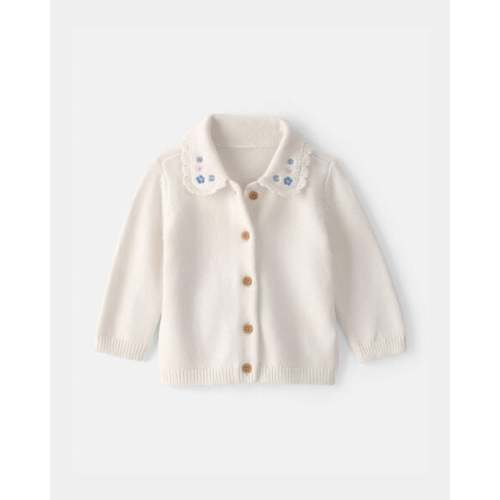 Baby Girl Floral Button-Up Cardigan Sweater - Ivory - OshKosh B'gosh | Carter's