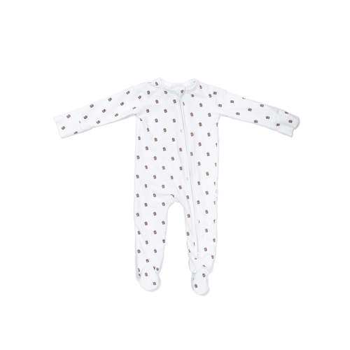 Organic Zippered Footie in Doodle Mix