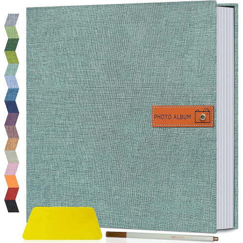 FGCFGC Large Photo Album Self Adhesive 4x6 5x7 8x10 Scrapbook Album DIY Picture Book, Gifts for Mom, Family Baby and Wedding, with Metal Pen and Plastic Board
