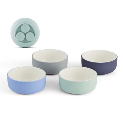 Porcelain Bowl with Silicone Suction Sleeves