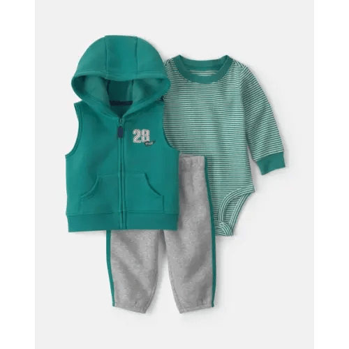 Baby Boy 3-Piece '28' Varsity Hooded Layering Set - Green | Carter's