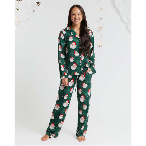 Claus Encounters Women's Long Sleeve Collar Shirt & Pants Pajama Set