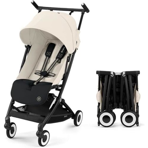 Cybex Libelle 2 Travel pockit Baby Stroller - Lightweight Carry-On Travel Stroller for Airplane with One-Hand Recline, Compatible with CYBEX Car Seats, Canvas White
