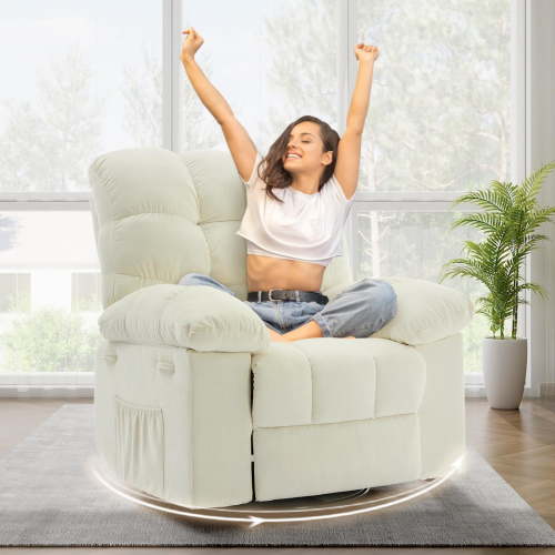 Swivel Accent Chair,360°Swivel Rocker Chair,Swivel Rocking Recliner Chair Comfortable Deep Seat for Relaxation,Upholstered Glider Nursery Chair for Living Room,Bedroom & Nursery