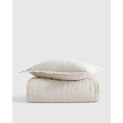 European Linen Toddler Dream Quilt & Sham Set in Sand