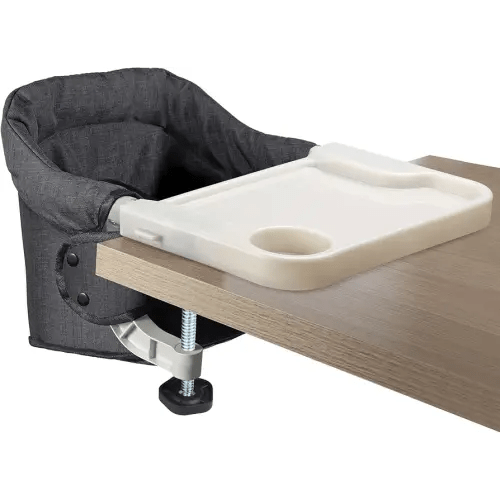 Hook On High Chair with Removable Dining Tray,Folding Portable Clip on Table High Chair,Baby Chair with Storage Bag for Indoor/Outdoor (Black)