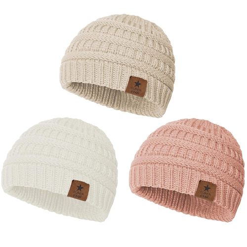 Durio Unisex Baby Beanie - Soft & Warm Knit Infant Winter Hat, Stretchy Cap Fit for Newborn to Toddler Girls Boys 6-36 Months