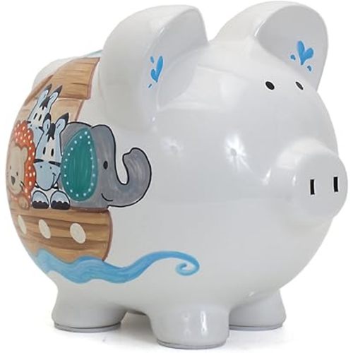 Child to Cherish Ceramic Piggy Bank for Boys, Noah's Ark