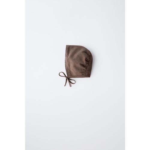EMBROIDERED LACE BONNET - Brown | ZARA United States