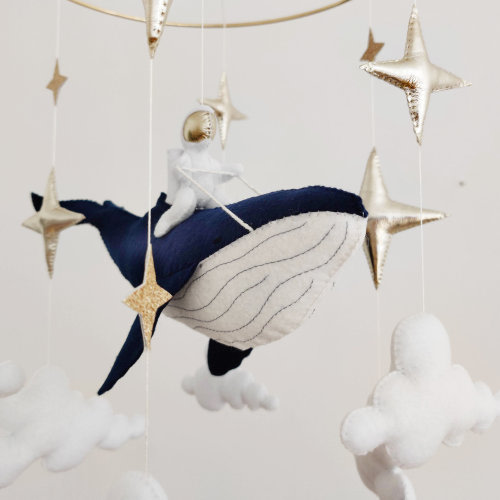 Space Baby Mobile: Whale, Astronaut, Moon & Stars