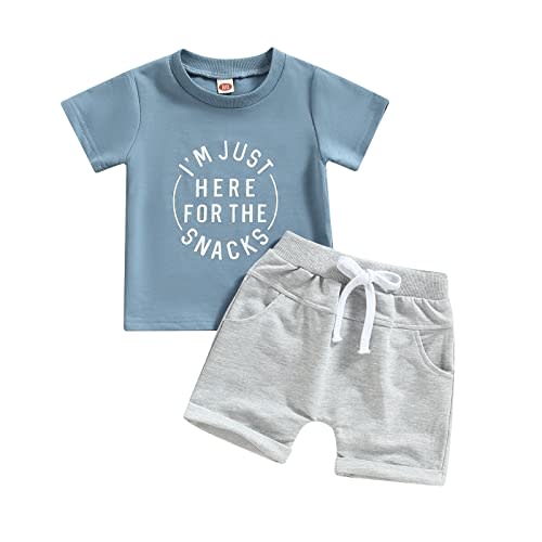 Toddler Baby Boy Summer Clothes Letter Print Short Sleeve T Shirt Top Solid Shorts 2PCS Outfits Set
