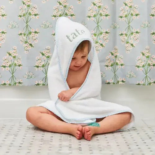 Baby Hooded Towel in Blue Gingham