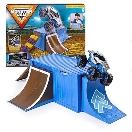 Monster Jam, Ship It & Flip It Transforming Playset with Exclusive 1:64 Scale Die-Cast Monster Jam Truck