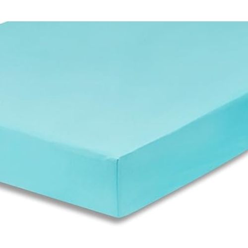 Everyday Kids Fitted Crib Sheet, 100% Soft Breathable Microfiber Baby Sheet, Fits Standard Size Crib Mattress 28in x 52in, Aqua Nursery Sheet