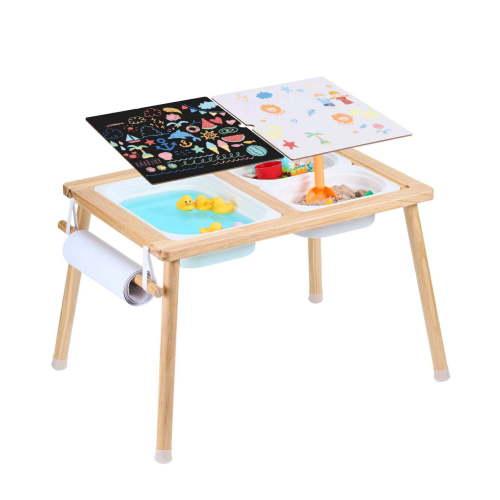 DOPIUY Sensory Table for Toddlers,Indoor/Outdoor Play Sand and Water Table, Wooden Kids Sensory Drawing Table, Gift for Boys Girls-style4