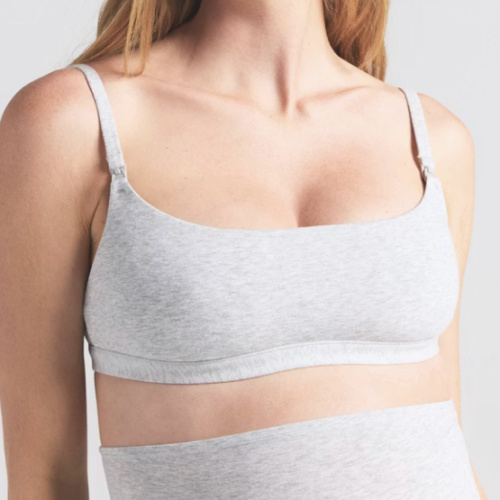 COTTON JERSEY MATERNITY NURSING SCOOP BRALETTE | LIGHT HEATHER GREY | SKIMS