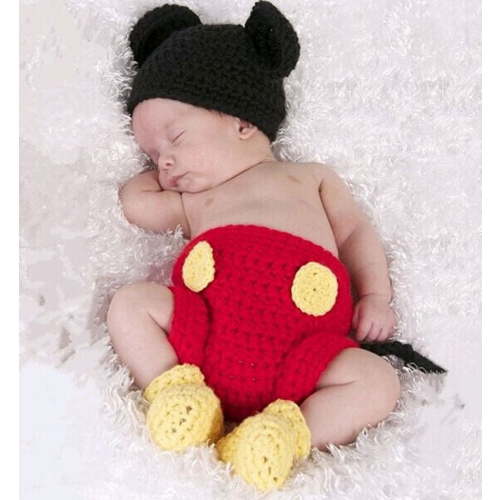 Newborn Baby Crochet Knit Costume Photo Prop Outfit Mickey
