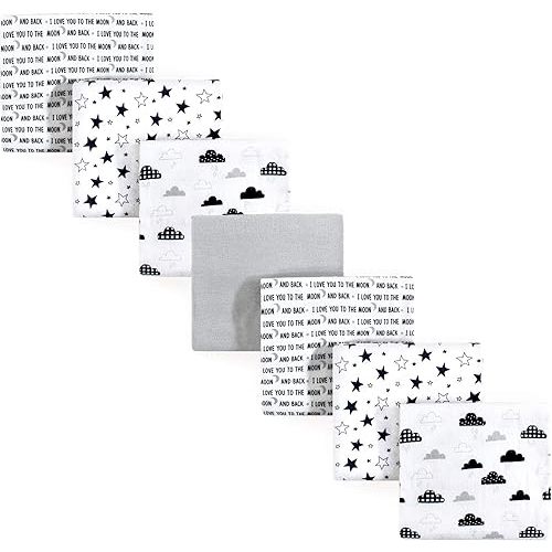 Hudson Baby Unisex Baby Cotton Flannel Receiving Blankets Bundle, Moon And Back, One Size