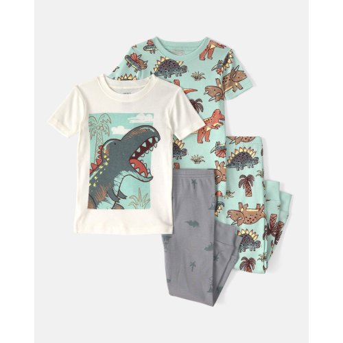 Baby Boy Dinosaur 100% Cotton Snug Fit 4-Piece Pajama Set - Blue/Grey | Carter's