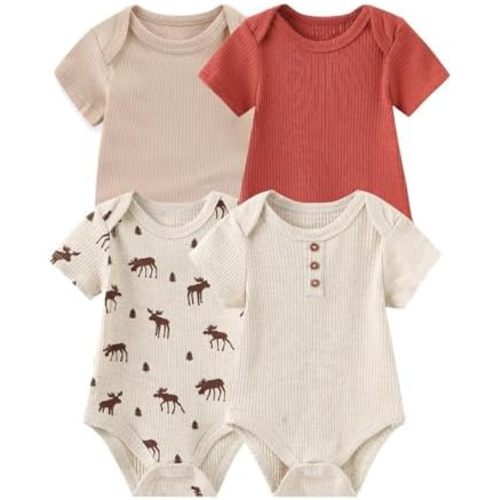 4-Pack Short Sleeve Baby Boy Girl Rompers Cartoon New born Unisex 0-12M Infant Clothes