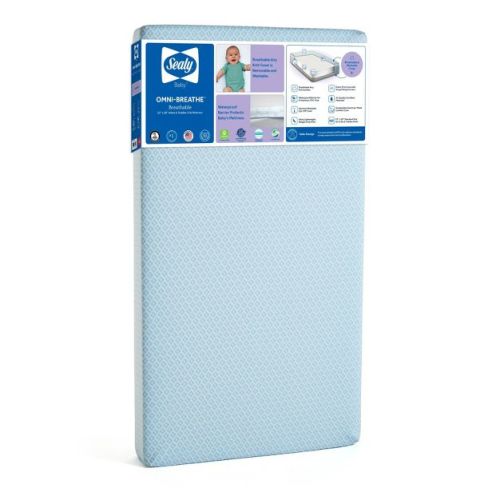 Sealy OMNI-Breathe Breathable & Sustainable Foam Crib Mattress PVC-Free - White