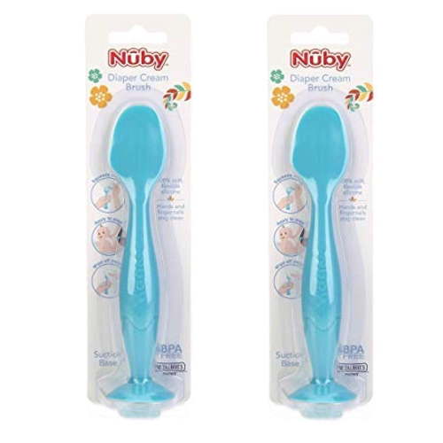 Nuby Silicone Diaper Cream Brush with Suction Base, Aqua