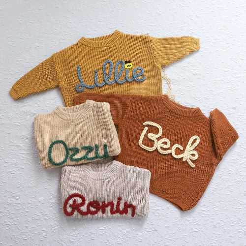 Personalized Sweater, Custom Embroidered Baby Jumpers, Newborn Sweaters with Name, Toddler Knit Sweatshirt, New Mom Gifts